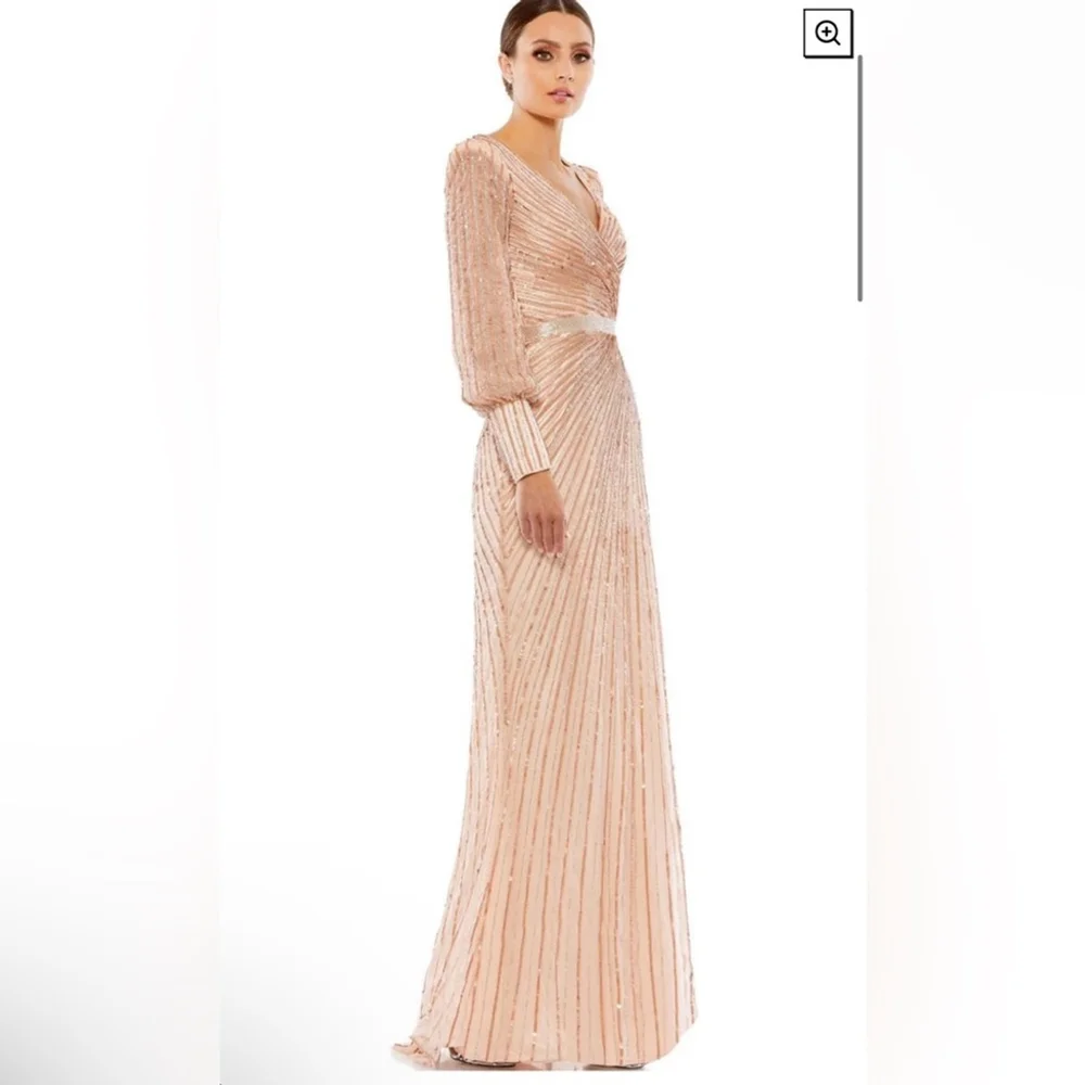 Sequined wrap over bishop sleeve gown

NWT- style 5501 - Picture 3 of 4